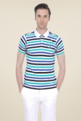 Basics Multicolor Striped Shirt Collar Polo T-shirt