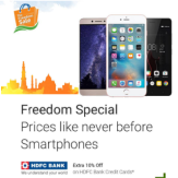 Flipkart Freedom Sale- Best Seller Smart Mobiles upto 50% off + Exchange + 10% Off at Flipkart