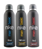 Nike Basic (Blue, Yellow & Red) Men Deodorant 200ml each Rs. 545 at Snapdeal