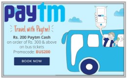 Bus Ticket Booking 50% Cashback PayTm Bus Promo Codes July 2016