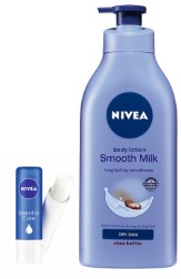 NIVEA Smooth Milk Body Lotion 400ml + NIVEA Essential Lip Balm