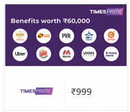 Flat 60% off at checkout||Times Prime E-Gift Card