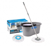 Primeway 360 Degree Rotating Blue & White 5500 ML Magic Spin Mop Set with 2 Microfibre Mop Heads