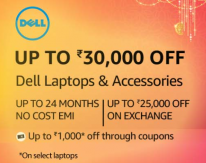 Up to ₹30,000 Off on Dell Laptops & Accessories  On select laptops + coupon + bank offer @ Amazon