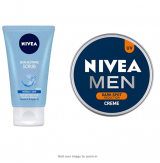 NIVEA Face Wash, Skin Refining Scrub With Vitamin E & Hydra HQ, 150ml and NIVEA MEN Cream, Dark Spot Reduction, 150ml