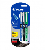 Pilot V5 Liquid Ink Roller Ball Pen - 1Blue + 1Black + 1Green
