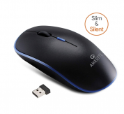 Amkette Hush Pro Air Slim and Silent Wireless Mouse with USB Receiver (Blue)