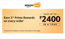 Amazon Prime members- Earn Prime Rewards on every order Save Up to Rs 2,400 In a Year