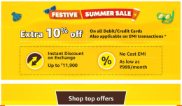 Live Now - Amazon Festive Summer sale May 4 to May 7 2019, 10% Off on SBI debit & credit cards