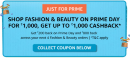 Amazon Fashion & Beauty offer Shop for Rs. 1000, get up to Rs. 1000 back