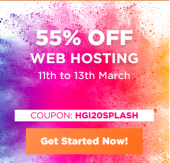 Hostgator 55% off on web hosting Valid only on 11-13th March