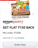 [Account Specific] Amazon Pantry Shop for Rs. 1500 & get Rs.150 back @ Amazon