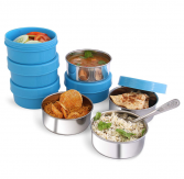 Bms Lifestyle Maxfresh 2In1 Steel & Polypropylene Lunch Box Set, 8 Pieces, Blue at Amazon