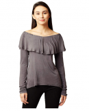 Miss Chase Women's Grey Ruffled Top