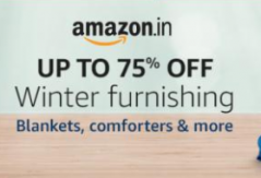 Winter Furnishing Up to 75% OFF Blankets, Comforters & more