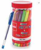 Cello Geltech Neon + Geltech Fun Glitter Jar Gel Pen  (Pack of 25)