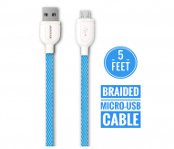 Regor 5 Feet Braided Micro USB Cable for Android Phones & Power Banks – Blue