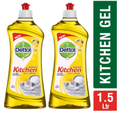 Dettol Germ Protection Kitchen Dish and Slab Gel - 750 ml (Lemon Fresh, Pack of 2)