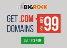 BigRock .Com Domain + 2 FREE Email Accounts @ Rs. 99 for 1 Year