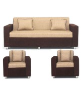Tulip Brown & Cream 3+1+1 Seater Sofa Set at Snapdeal