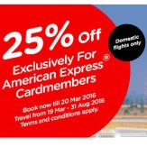 American Express Cards 25% off on Domestic Flights at AirAsia
