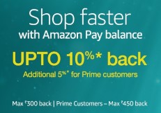 Shop worth Rs.100 or more using Amazon Pay balance and get upto 15% Cash back