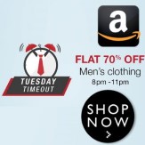 Amazon Tuesday Timeout Sale – Men’s Clothing Minimum 70% off [8PM – 11PM] from Rs 99 at amazon