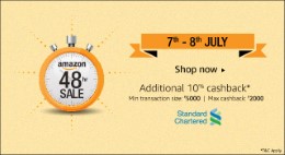 Amazon 48 Hours Sale 7th – 8th July +10% CASHBACK for Standard Chartered customers