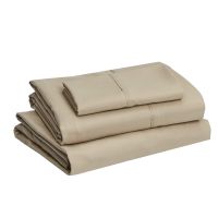 AmazonBasics Microfiber Solid Sheet Set - Bedsheet, Fitted Sheet with Elastic, 1 Pillow Cover (Olive , Single Large ) - 4-Pack