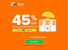 Flat 45% Off on Hosting + FREE .NET - The Big Monsoon Sale! at Bigrock
