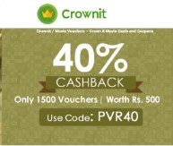 Rs. 500 PVR Movie Voucher 40% Cashback on Crownit App [3 PM 28 July]