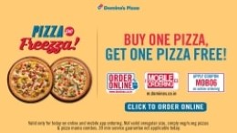 Buy One Get One Free on Domino's Pizza for Rs. 500.0 at Dominos 