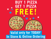 Dominos Pizza Bogo offer Buy 1 Get 1 Free +  Extra 20% Cashback from Mobikwik