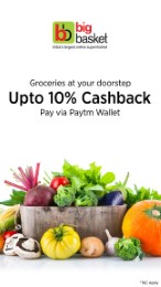 PayTm Big Basket Offers 10% Cashback upto Rs. 100 with PayTm wallet