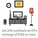 First DTH Recharge 20% Cashback on Rs. 300 or more at Freecharge for New user