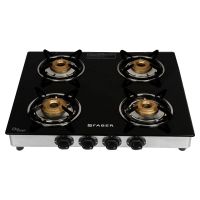 Faber Gas stove 4 Burner Glass Cooktop ( Splendor 4BB SS) Manual Ignition, Stainless Steel