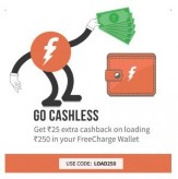 Freecharge Wallet Rs. 25 cashback on Adding Rs. 250