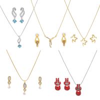Gehena By Estele Gold plated necklace set combo of 5 For women with fancy austrian crystals