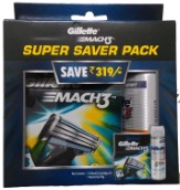 Gillette Mach3 Super Saver pack 8 cartridges with Free Gel 70g Rs. 584 at Amazon