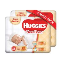 [Apply Coupon] Huggies Ultra Soft New Born Diapers Combo Pack of 2, 22 Counts Per Pack (44 Counts)