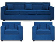 Dolphin Solitaire Fabric 3+1+1 Seater Sofa Set- Navy
