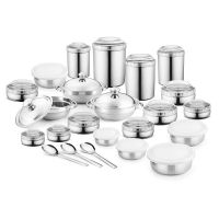 Jensons 16 PCS Stainless Steel Canister Set with White Color PC Lids -16 Pcs Set