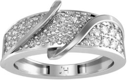 JewelHub & Certified Floral Silver Diamond Rhodium Ring
