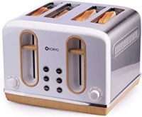 Koryo 4 Slice Pop-up Toaster 2300 Watt KPT4105BSS with Removable Crumb Tray (White)