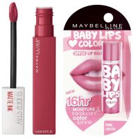 Maybelline New York Super Stay Matte Ink Liquid Lipstick, 80 Ruler, 5ml And Maybelline New York Baby Lips Lip Balm, Pink Lolita, 4g