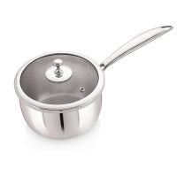 Meera Exclusive Triply Frying Pan Cum Sauce Pan with Tempered Glass Lid, 2 Litre Silver, (18 cm)