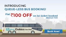 Flat Rs. 100 Cashback on 1st Bus Ticket Booking of Rs. 200 & more at Mobikwik