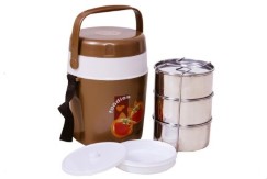 Nayasa Foodies Plastic Tiffin, 4-Pieces, Brown Rs 419 At Amazon