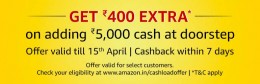 Amazon Money offer-Load Rs 5000 or more and get Rs 400 extra at Your Doorstep