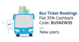 Bus Ticket Booking 35% cashback at PayTm Promo Codes